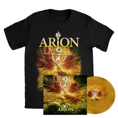 Arion, The Light That Burns The Sky, Black Orange Marbled Vinyl + T-Shirt, Bundle