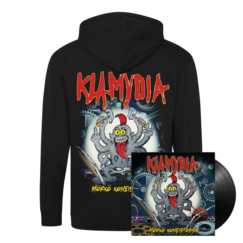 Klamydia, Mörkö Koneistossa, Black Vinyl + Zip Hoodie, Bundle